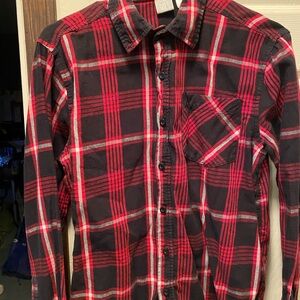 Plaid Boy’s Flannel Shirt - Red and Black